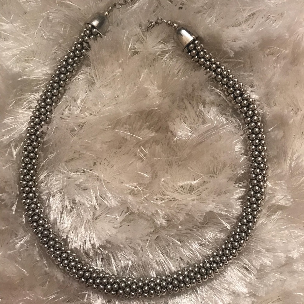 Silver choker necklace